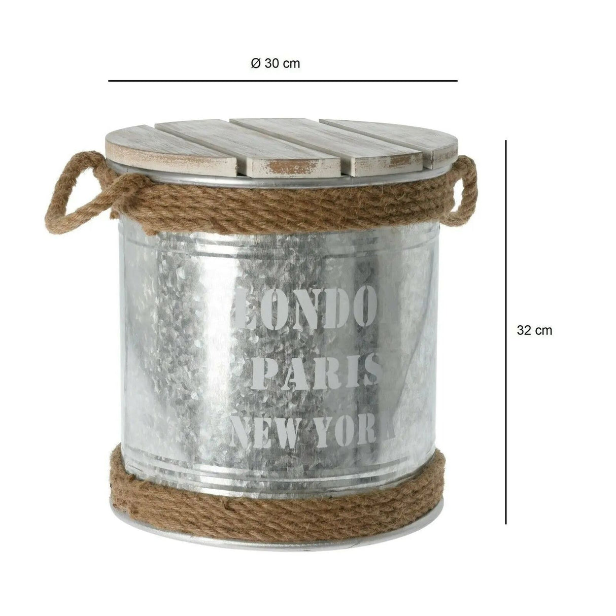 Side table with storage space metal wood stool barrel industry Ø 30 x height 32 cm