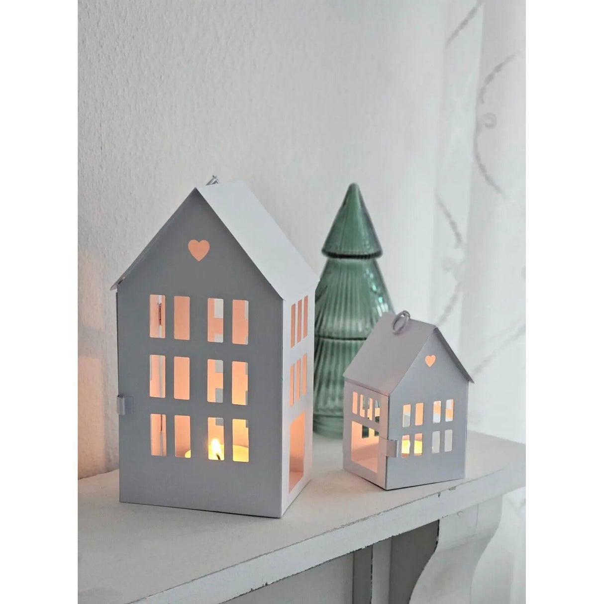 3 lantern houses lantern lanterns houses lantern house metal white SET of 3