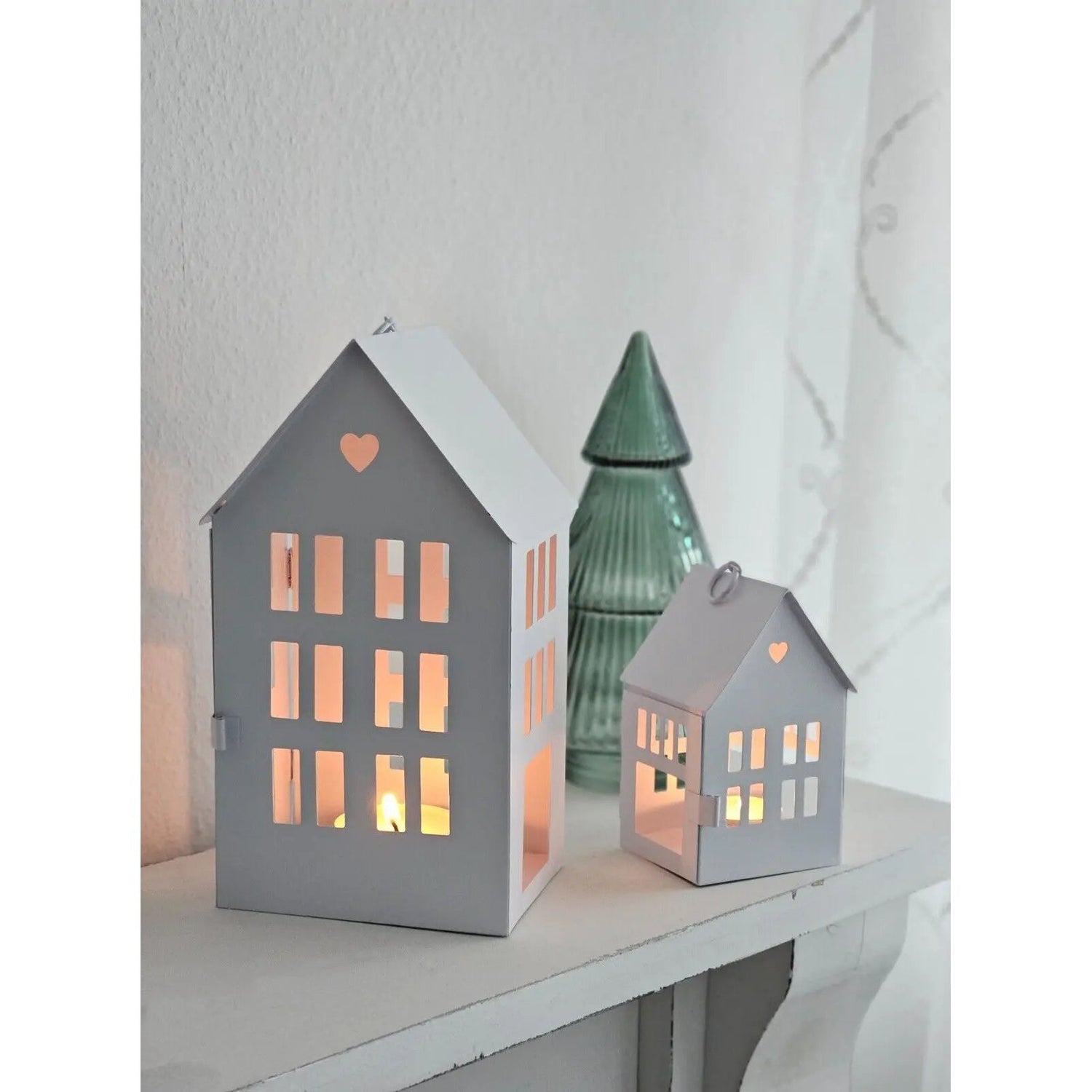 3 lantern houses lantern lanterns houses lantern house metal white SET of 3