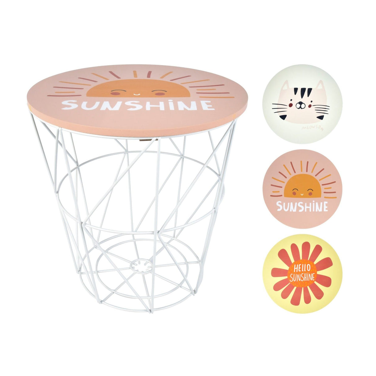 Side table children's storage basket metal wood white lid laundry basket 30x30