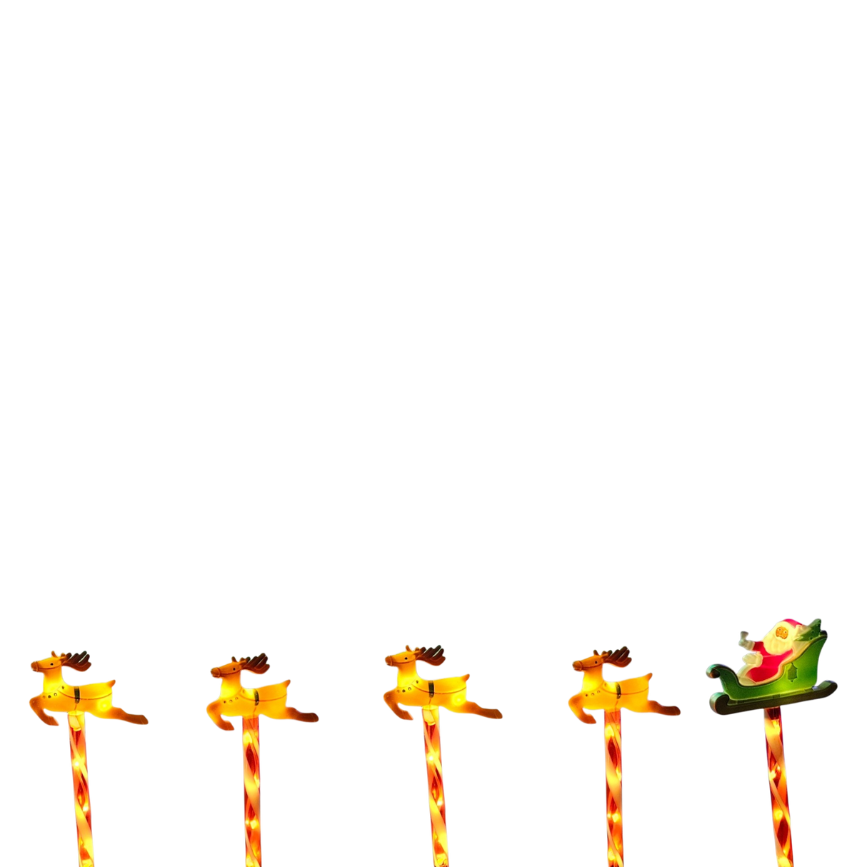 Gartenstecker Weihnachtsschlitten Weihnachtsmann Zuckerstangen Rentier Batterie