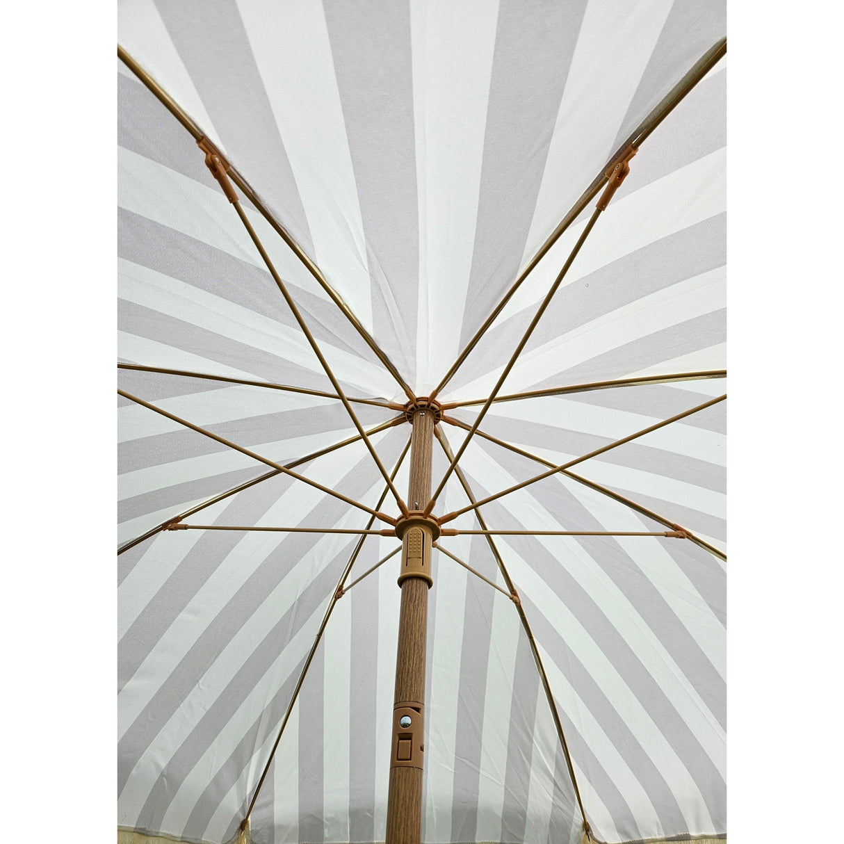 Parasol beach umbrella umbrella striped with fringes maritime UV protection Ø 180cm