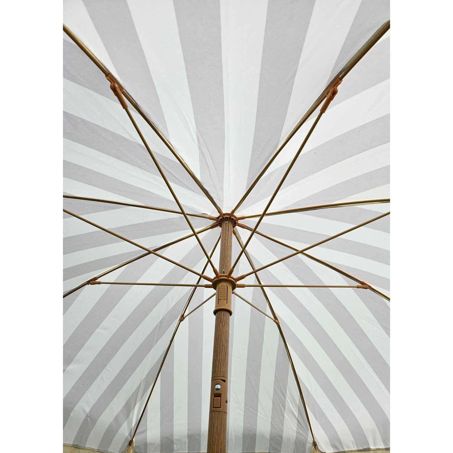 Parasol beach umbrella umbrella striped with fringes maritime UV protection Ø 180cm