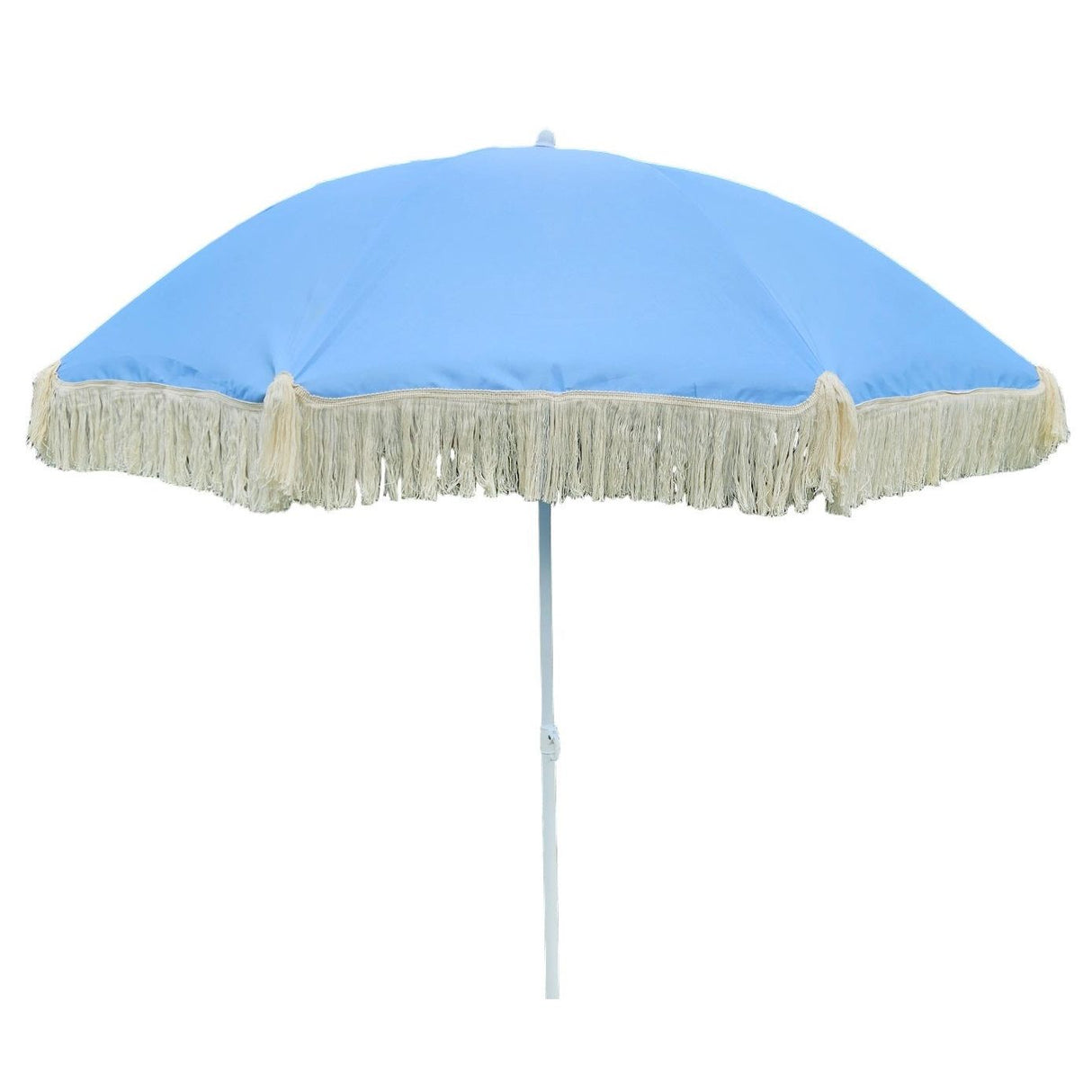 Parasol beach umbrella UV protection with fringes bag foldable Ø 150 cm