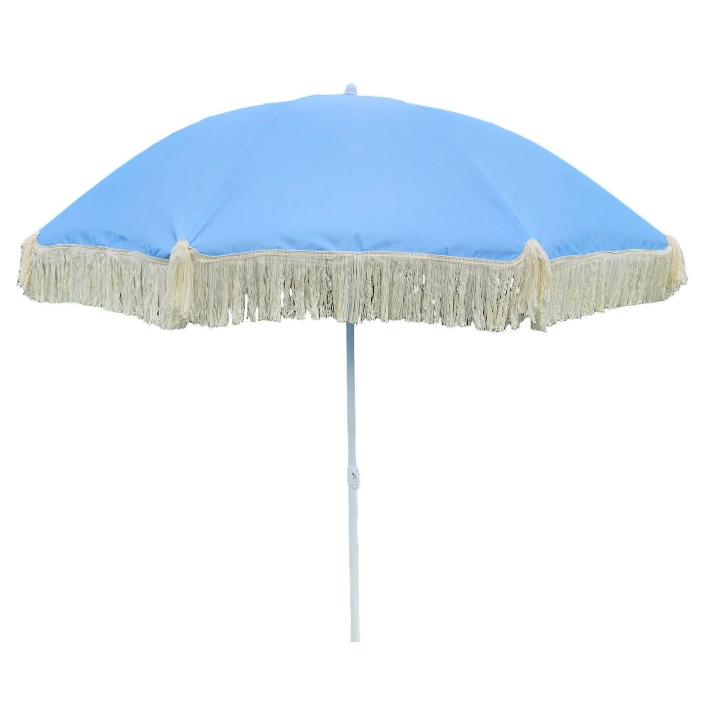 Parasol beach umbrella UV protection with fringes bag foldable Ø 150 cm