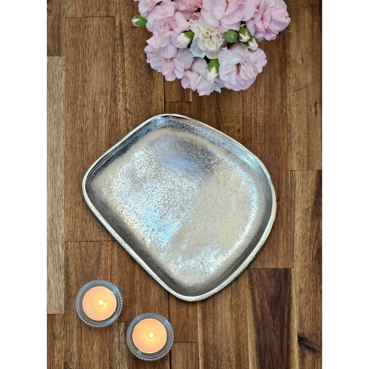 Decorative plate metal silver decorative bowl metal plate decorative bowl plate 20 x 18 cm