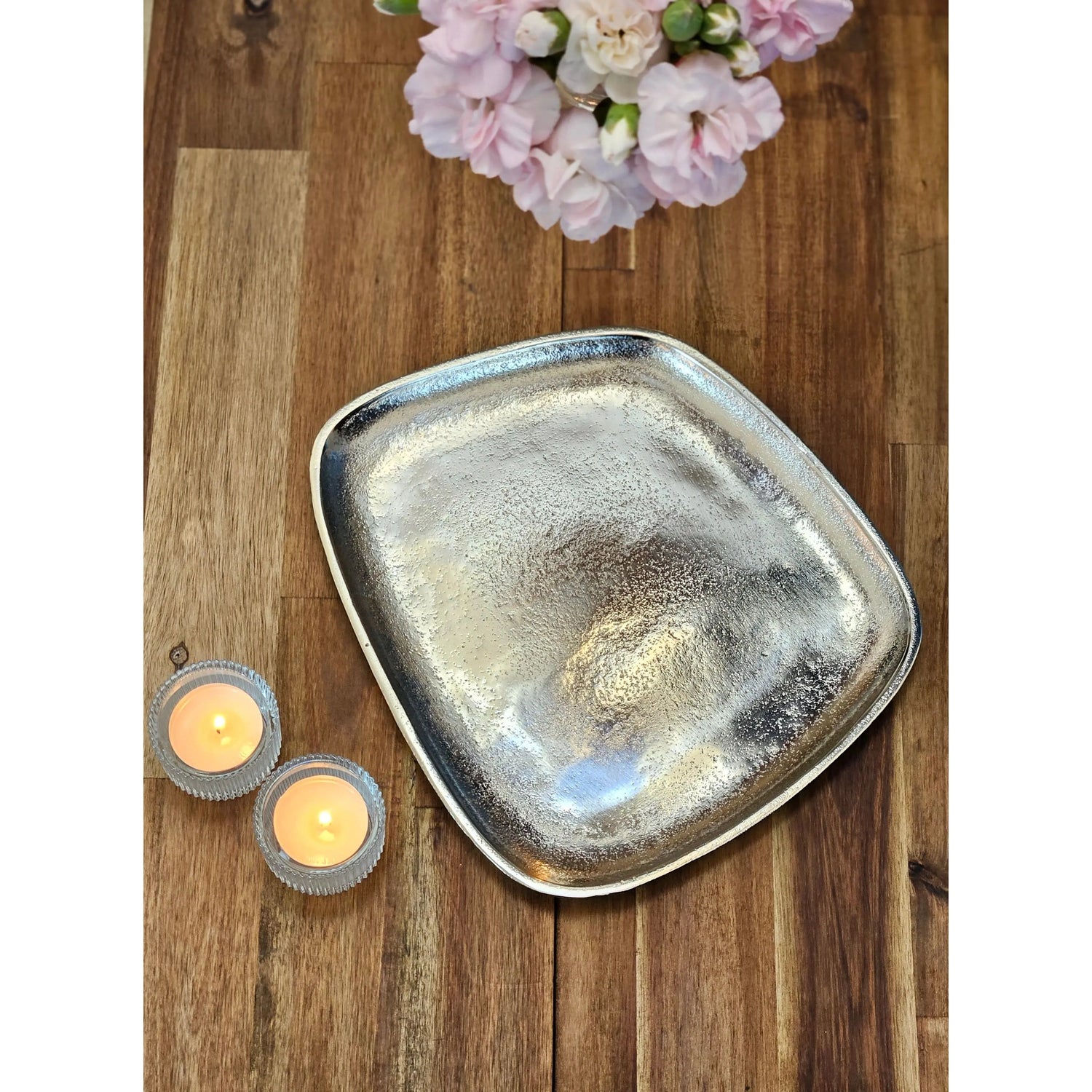 Decorative plate metal silver decorative bowl metal plate decorative bowl plate 25 x 22 cm