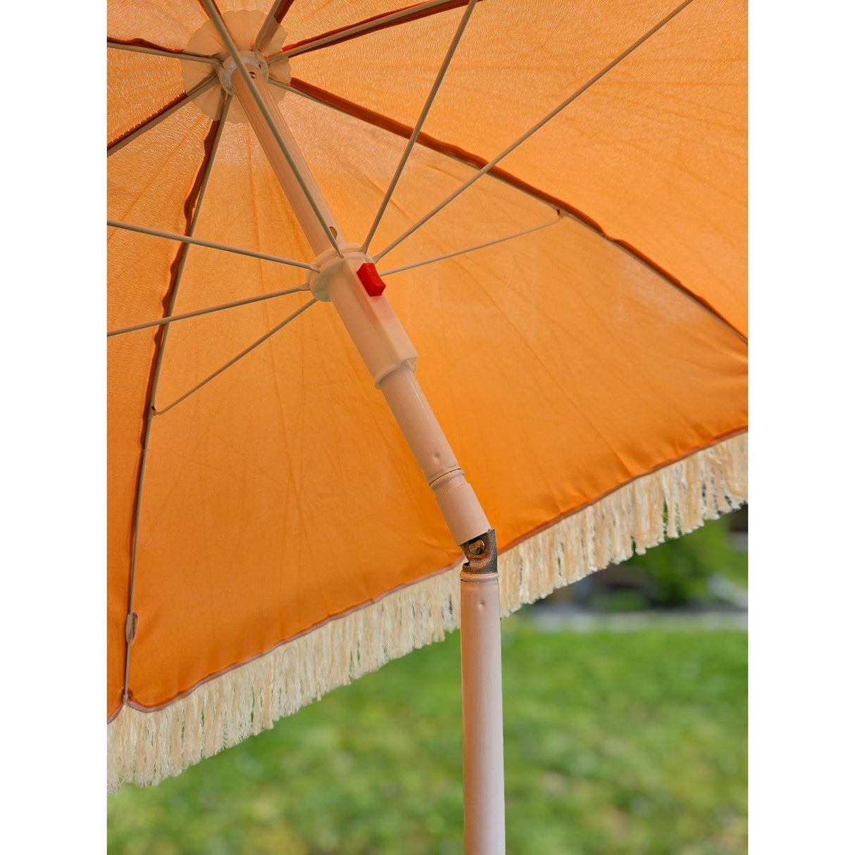 Parasol beach umbrella UV protection with fringes bag foldable Ø 150 cm