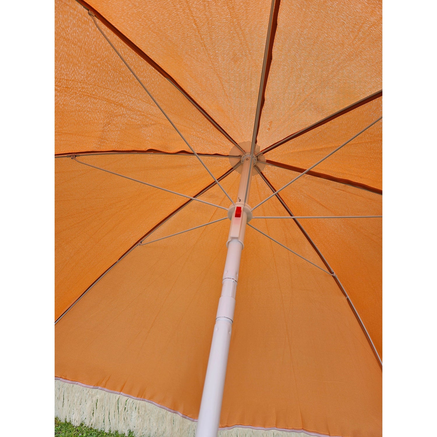 Parasol beach umbrella UV protection with fringes bag foldable Ø 150 cm