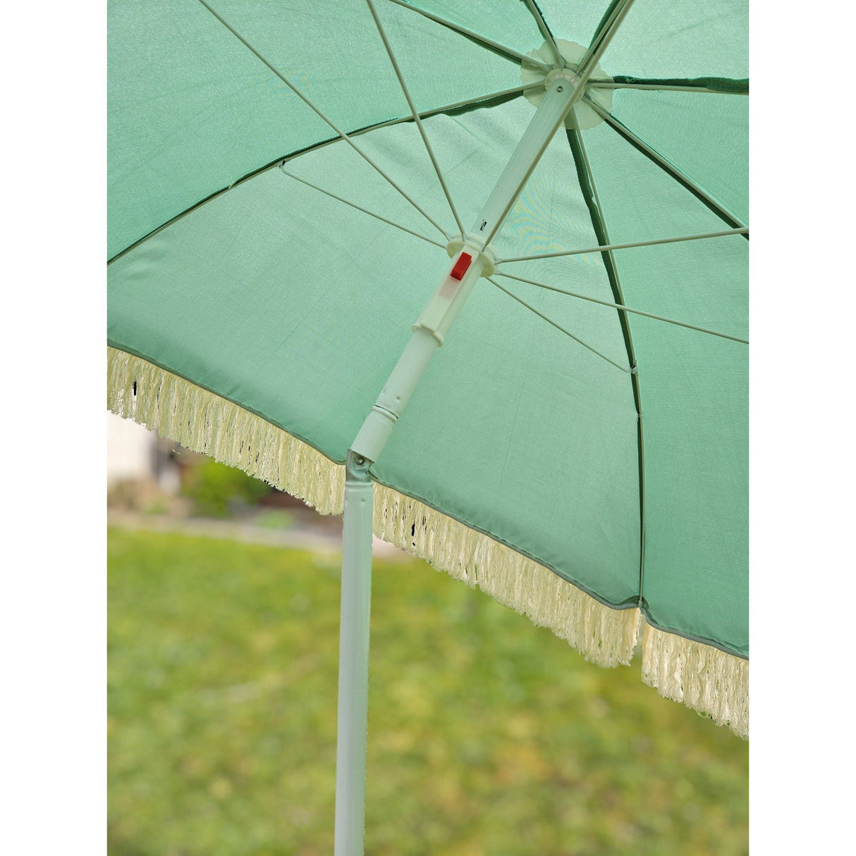 Parasol beach umbrella UV protection with fringes bag foldable Ø 150 cm