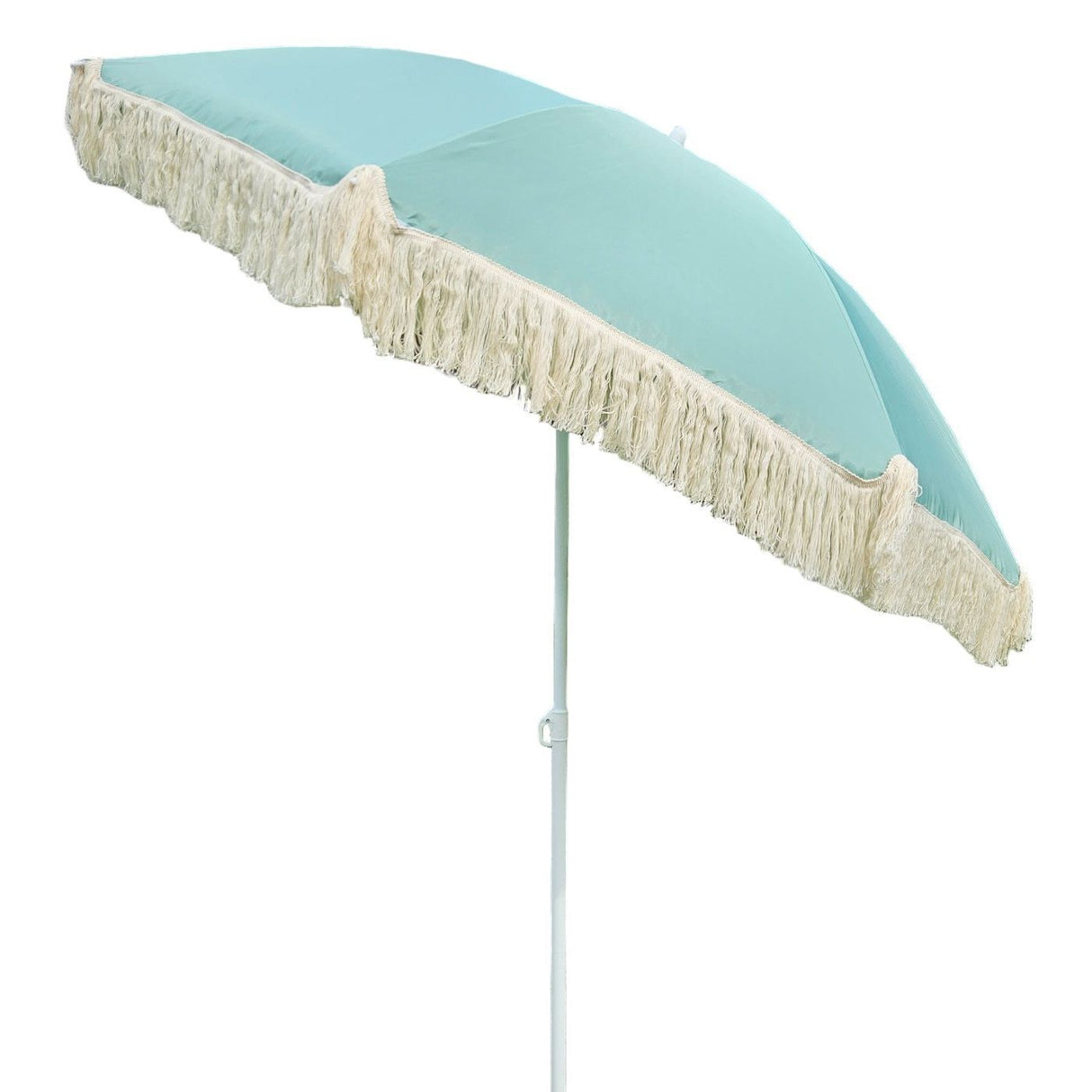 Parasol beach umbrella UV protection with fringes bag foldable Ø 150 cm