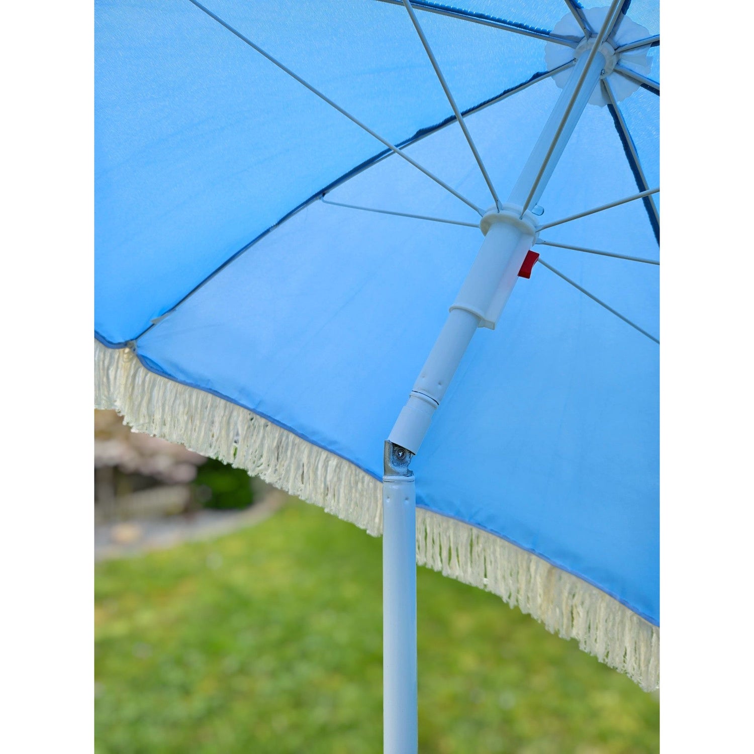 Parasol beach umbrella UV protection with fringes bag foldable Ø 150 cm