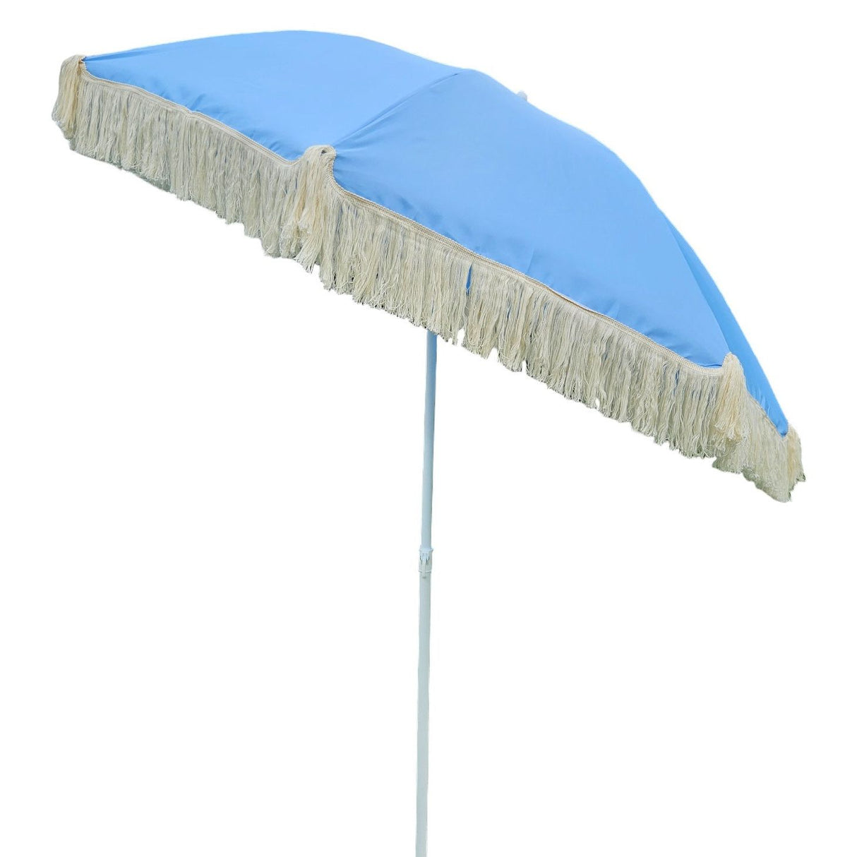 Parasol beach umbrella UV protection with fringes bag foldable Ø 150 cm