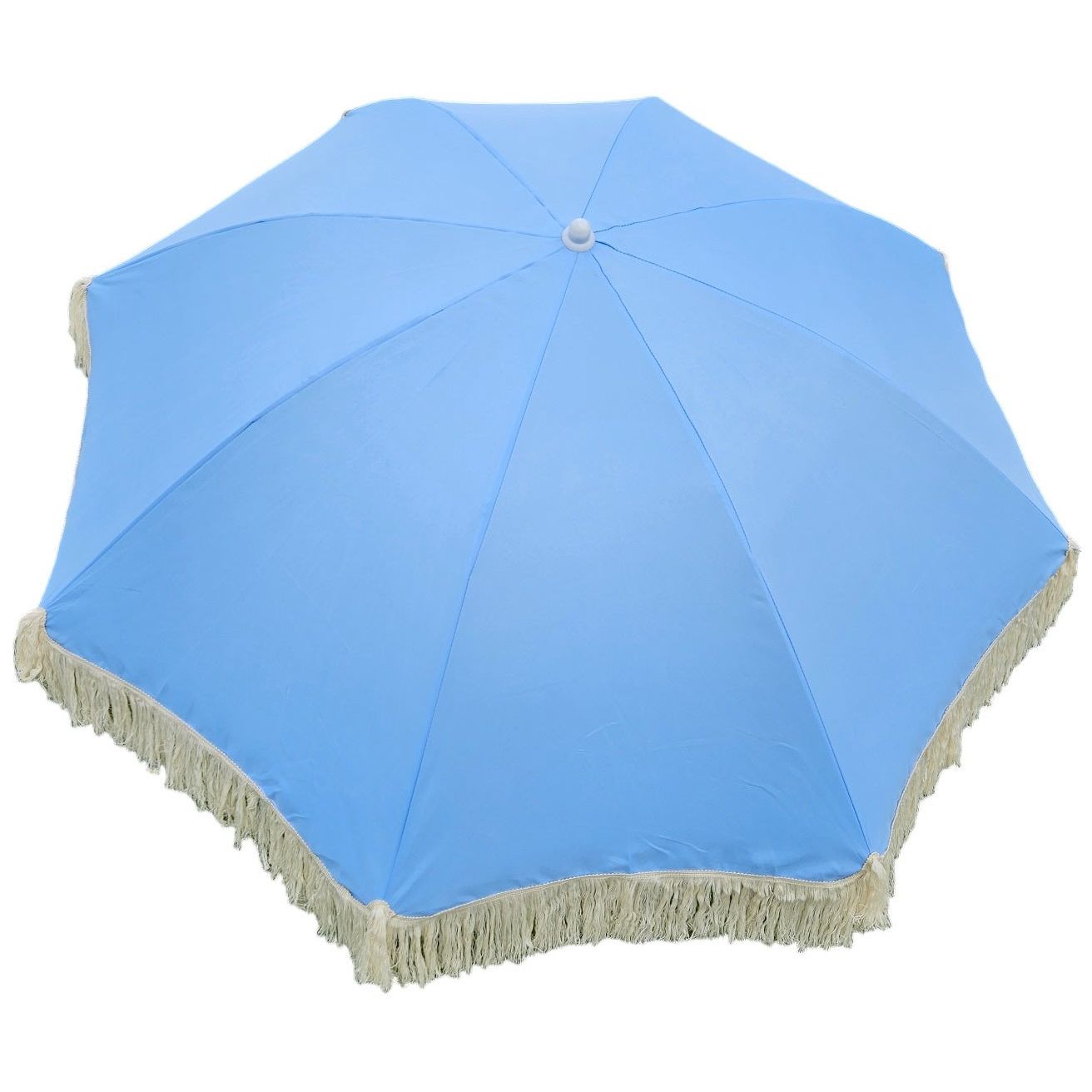 Parasol beach umbrella UV protection with fringes bag foldable Ø 150 cm