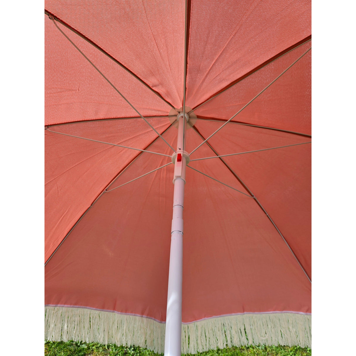 Parasol beach umbrella UV protection with fringes bag foldable Ø 150 cm