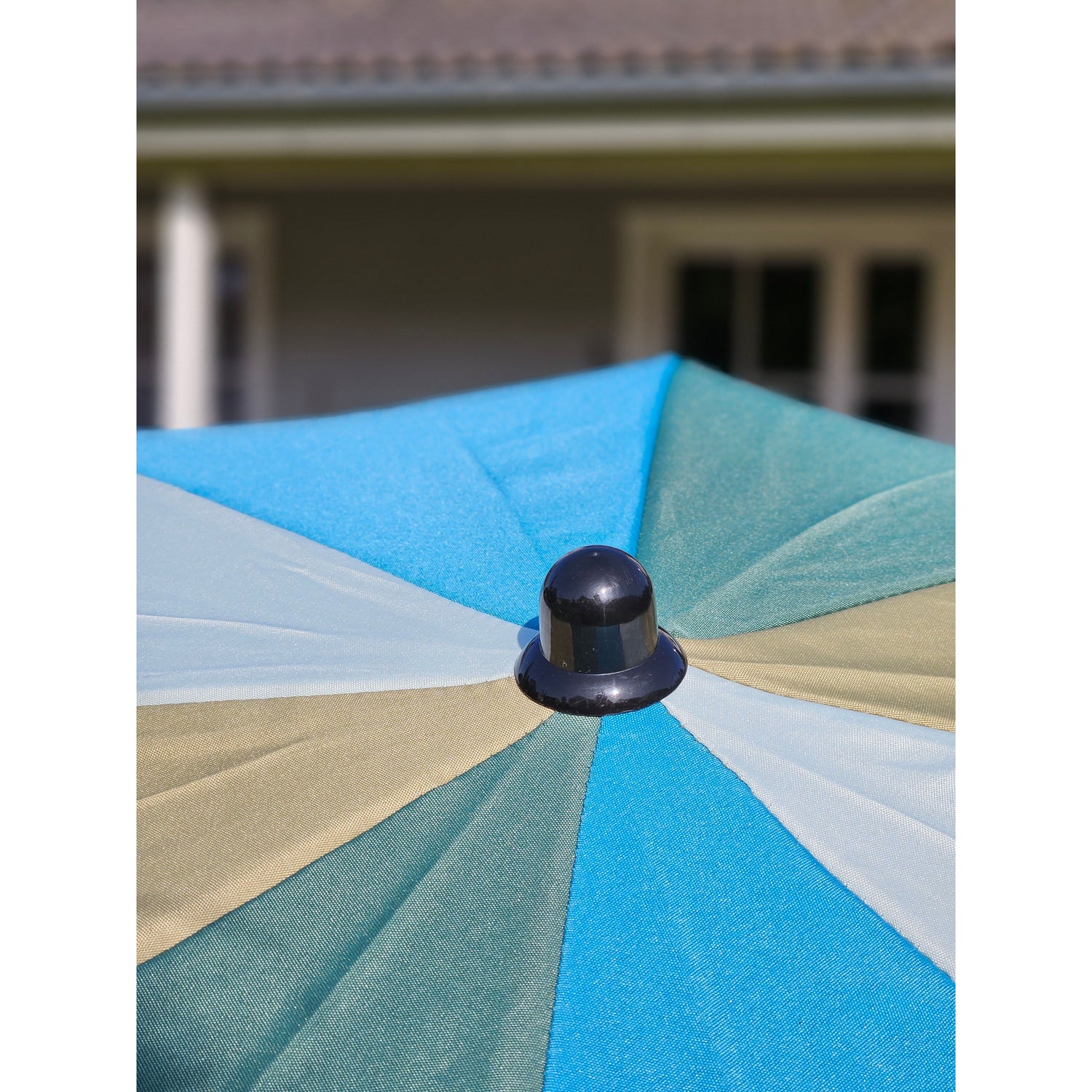 Parasol beach umbrella UV protection fringes BLUE GREEN foldable Ø 170 cm