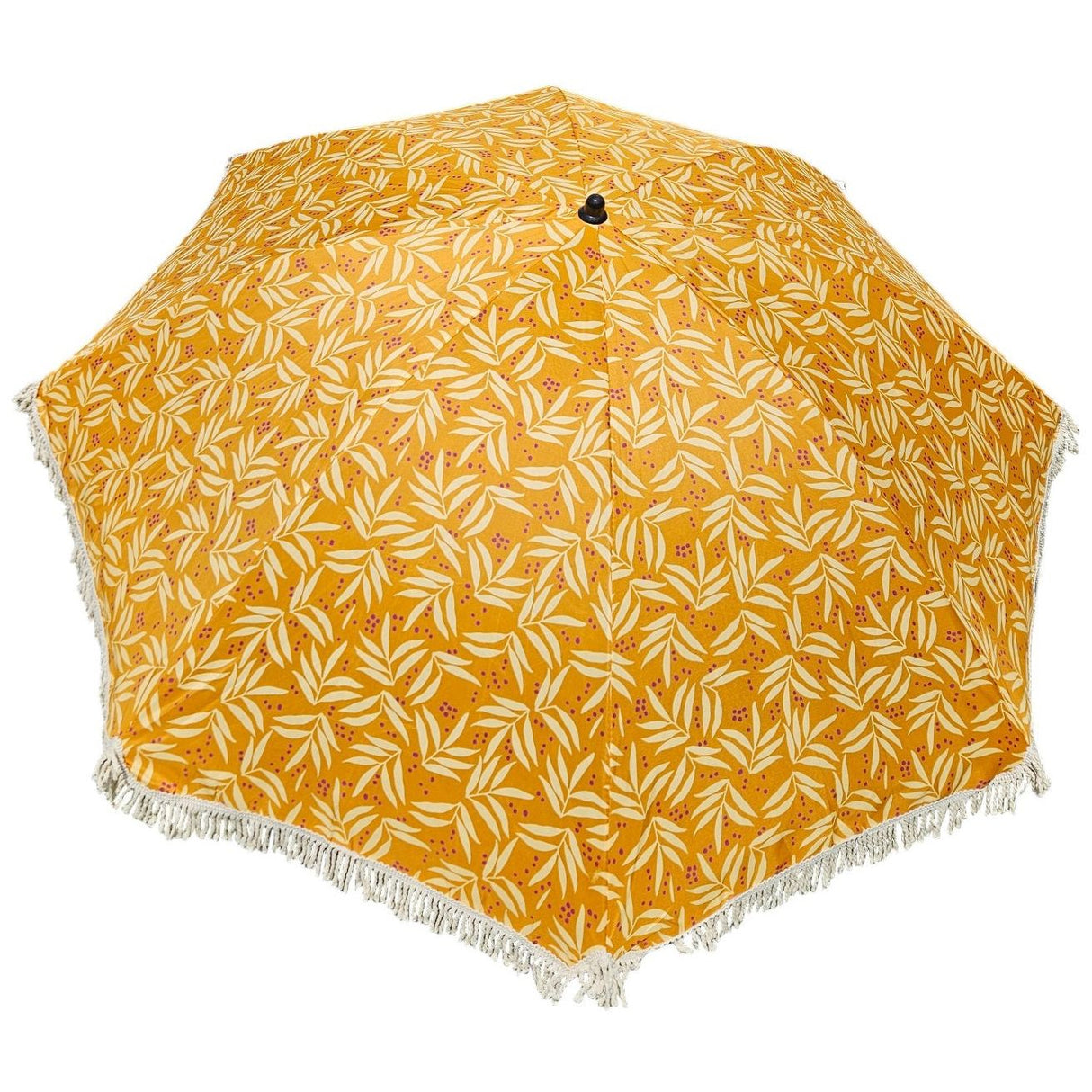 Parasol beach umbrella UV protection with bag fringes yellow Ø 170 cm