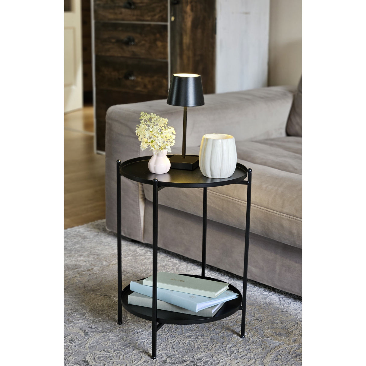 Side table coffee table decorative table telephone table bedside table black metal round