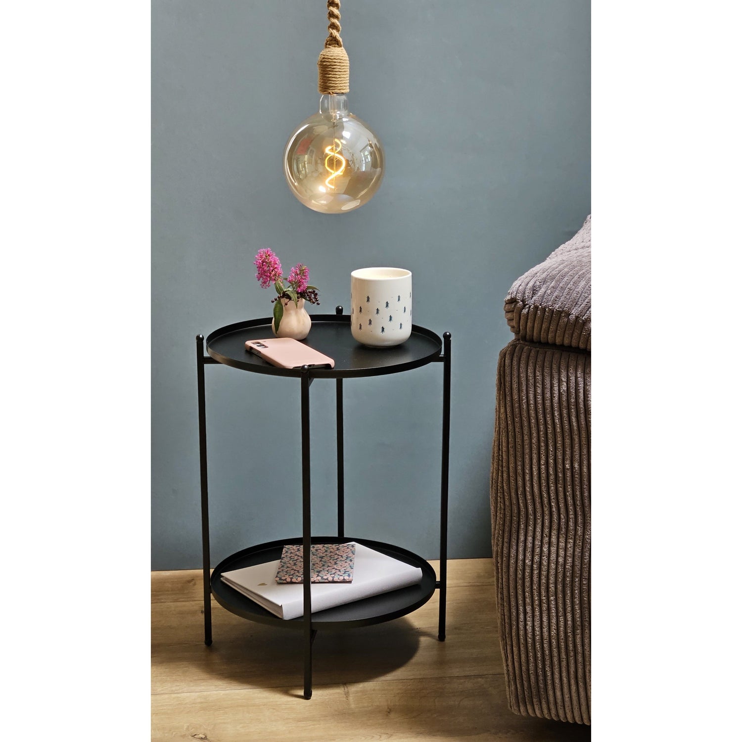 Side table coffee table decorative table telephone table bedside table black metal round