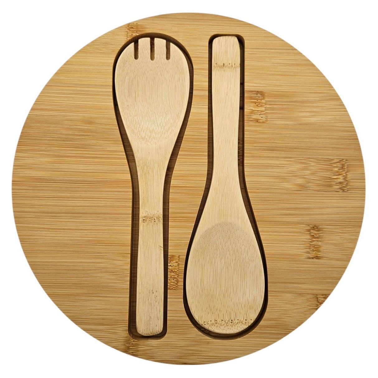 Salad bowl with cutlery bamboo grey 23 cm wooden salad cutlery grey