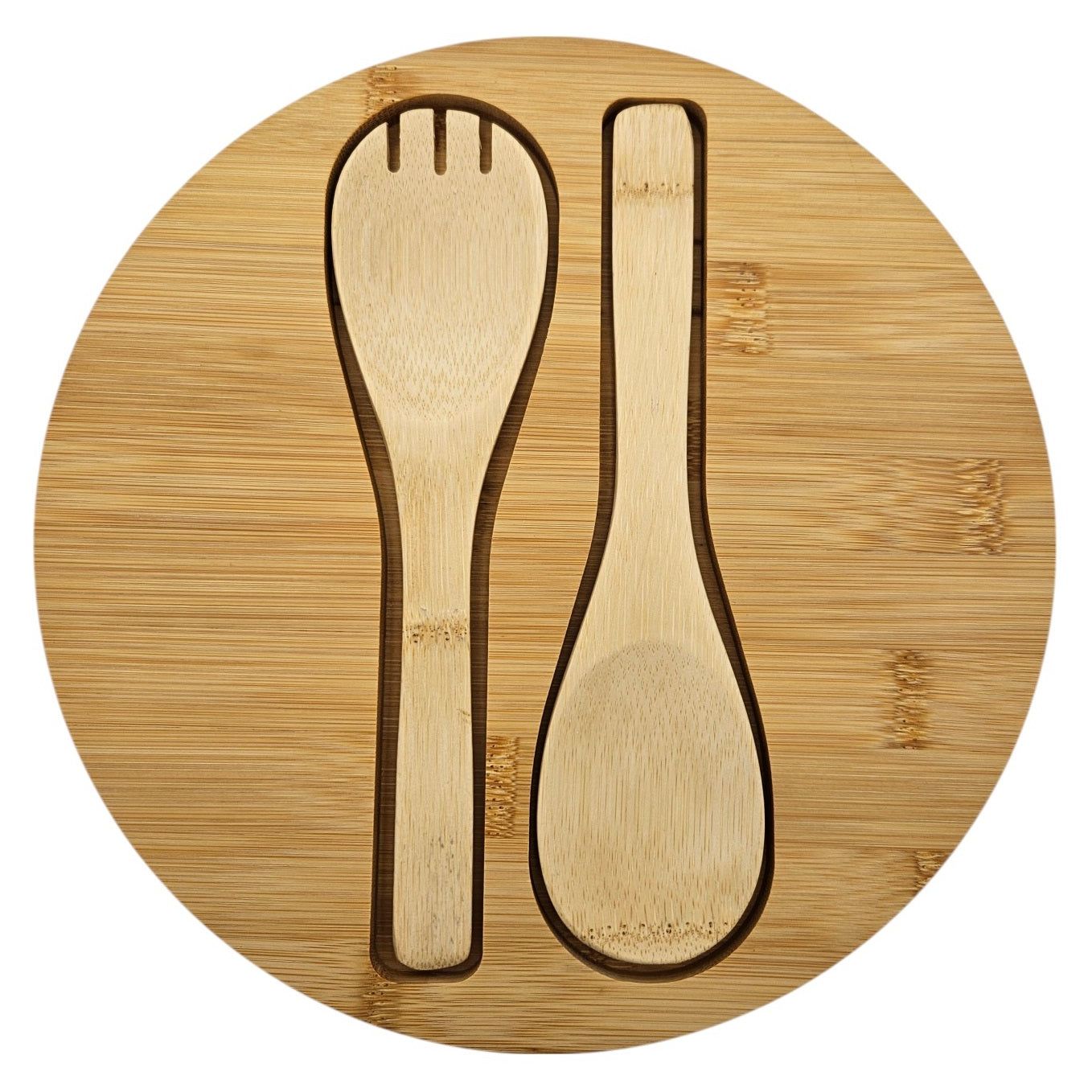 Salad bowl with cutlery bamboo grey 23 cm wooden salad cutlery grey