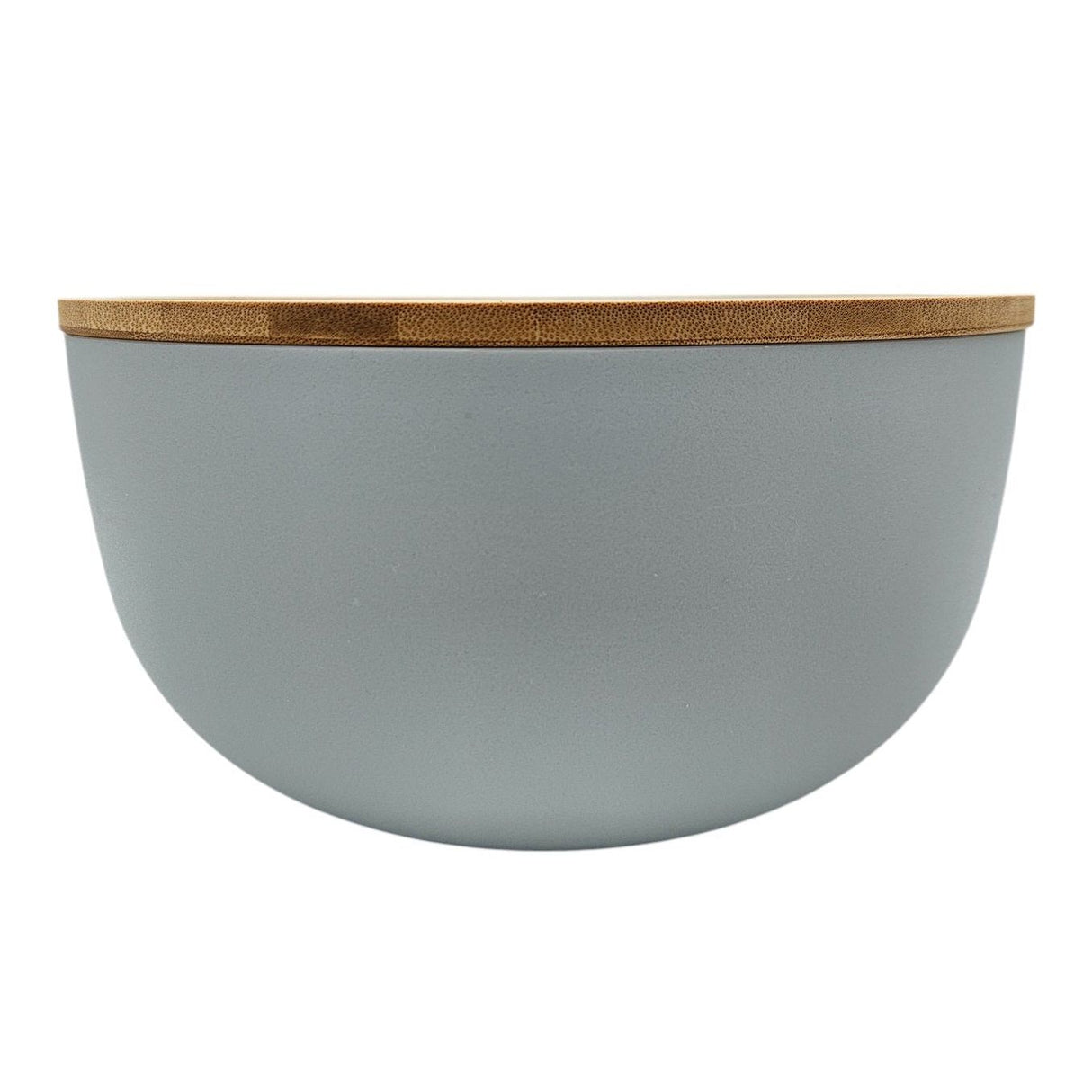 Salad bowl with cutlery bamboo grey 23 cm wooden salad cutlery grey