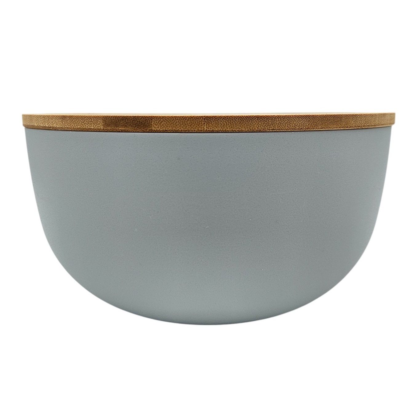 Salad bowl with cutlery bamboo grey 23 cm wooden salad cutlery grey