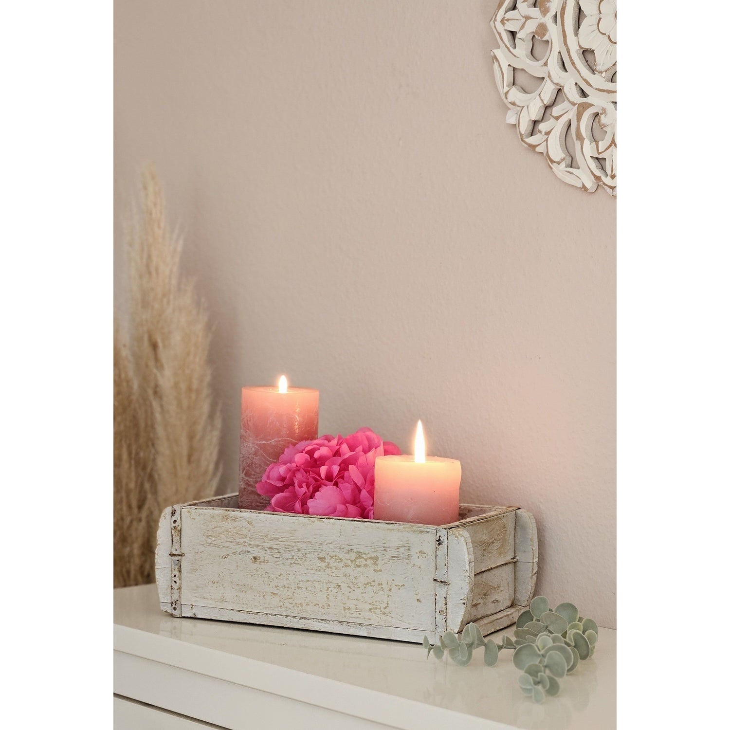 Wooden box white brick shape brick shape box recycled wood box 30 cm