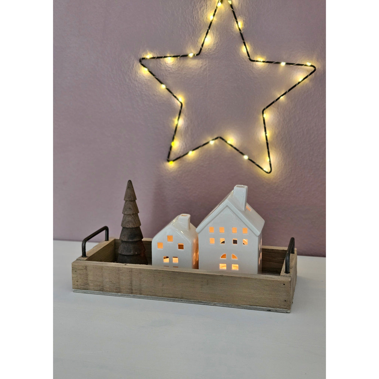 Decorative tray serving tray wooden tray brown 38 cm wood metal handle decorative set of 2