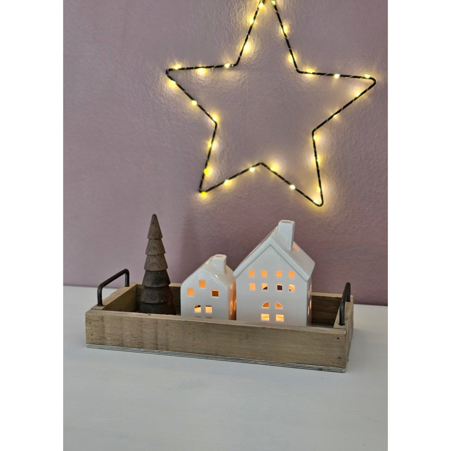 Decorative tray serving tray wooden tray brown 38 cm wood metal handle decorative set of 2