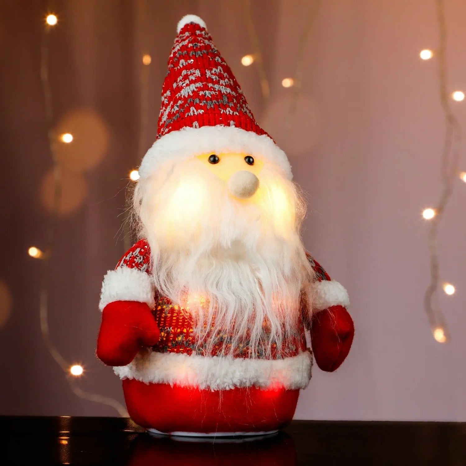 Santa Claus LED scarf & hat lighting warm white height 25 cm
