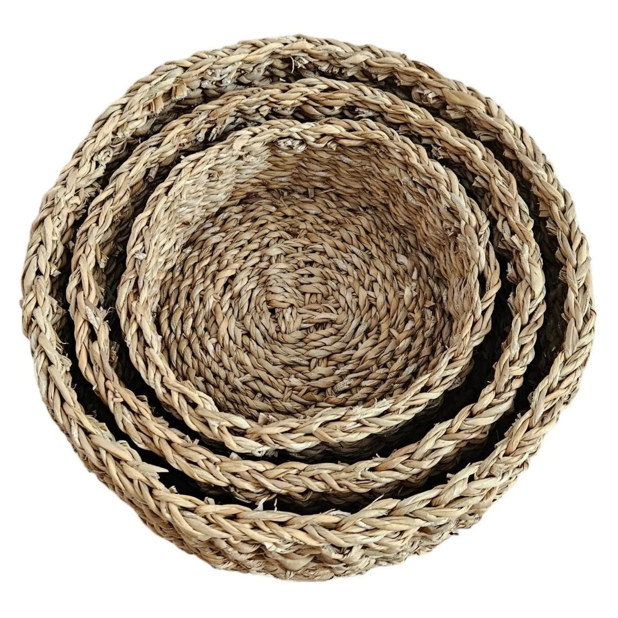 3 Körbe runder Korb Seegras Aufbewahrungskorb Dekokorb natur braun rund Körbche - 3er Seegras Korb Set