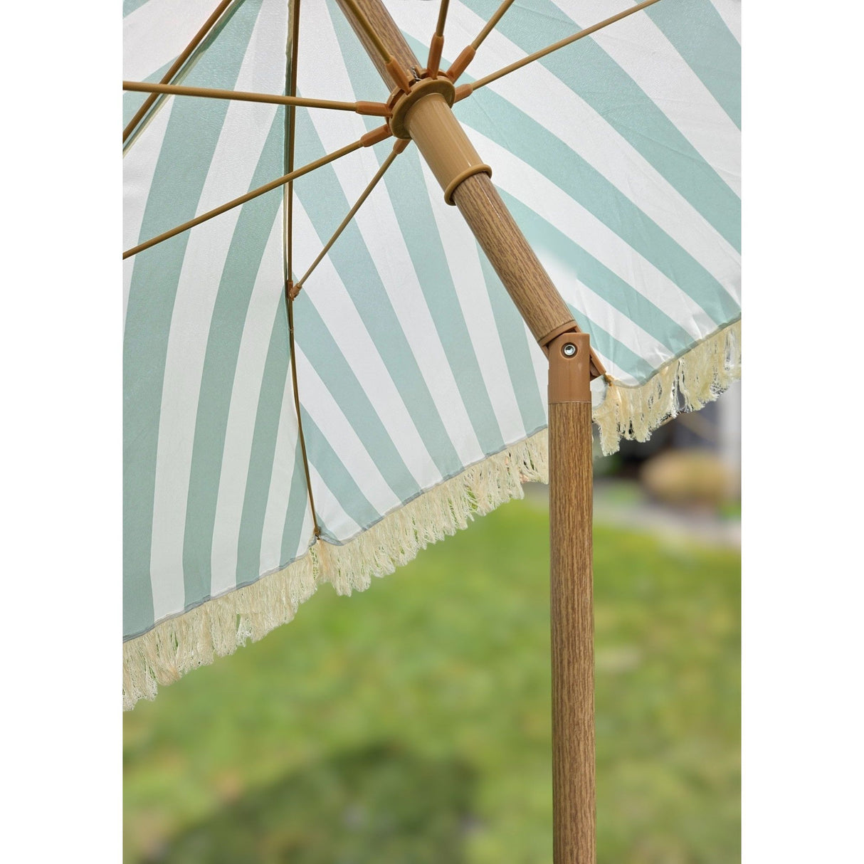 Parasol beach umbrella umbrella striped with fringes maritime UV protection Ø 180cm