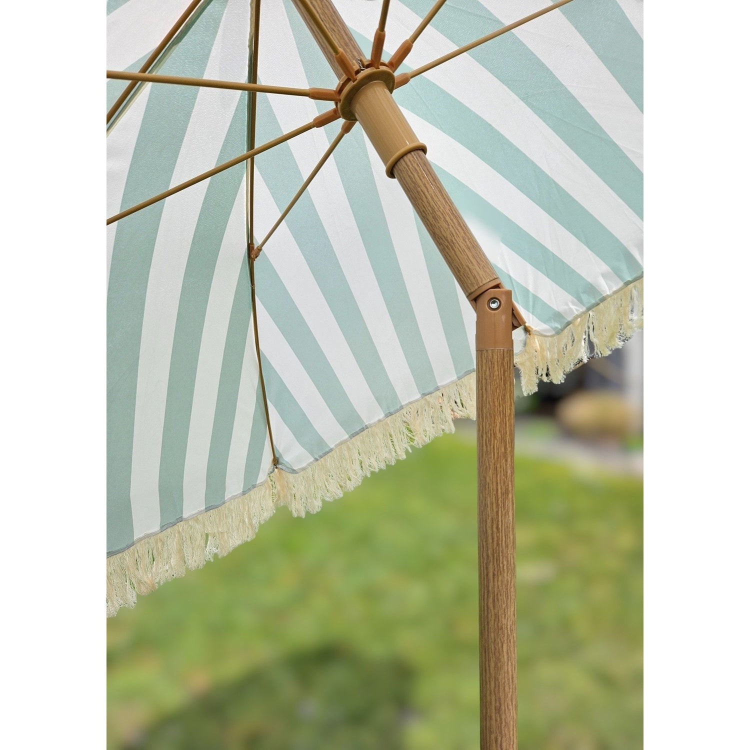 Parasol beach umbrella umbrella striped with fringes maritime UV protection Ø 180cm