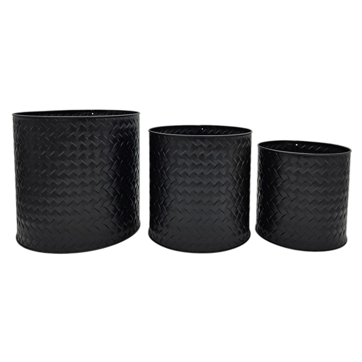 Flowerpot planter pot pot set of 3 black round metal matt