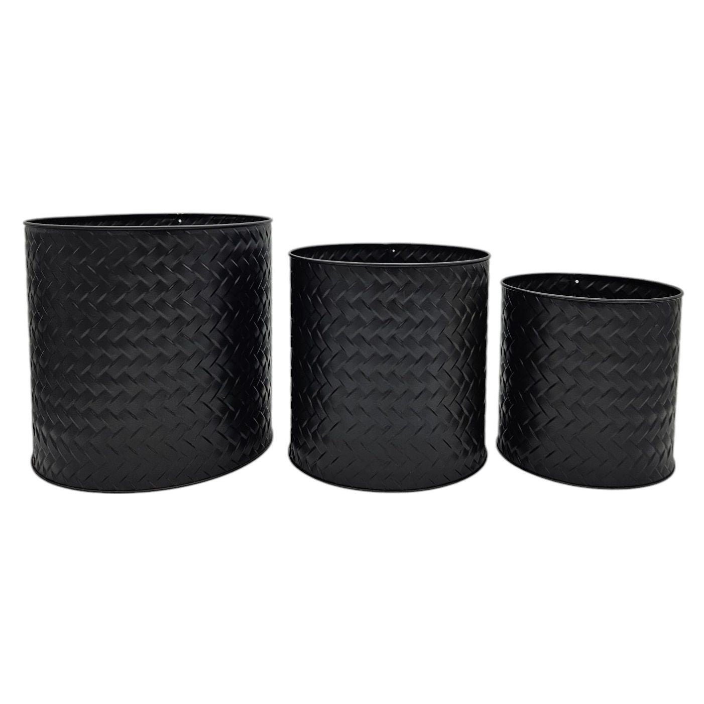 Flowerpot planter pot pot set of 3 black round metal matt