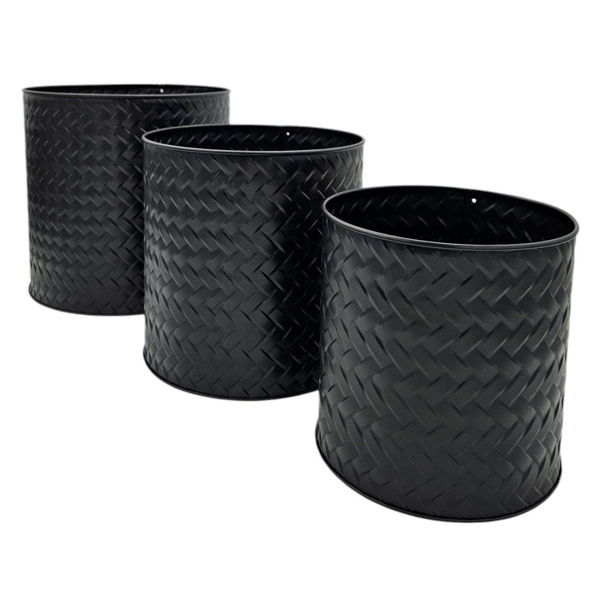 Flowerpot planter pot pot set of 3 black round metal matt