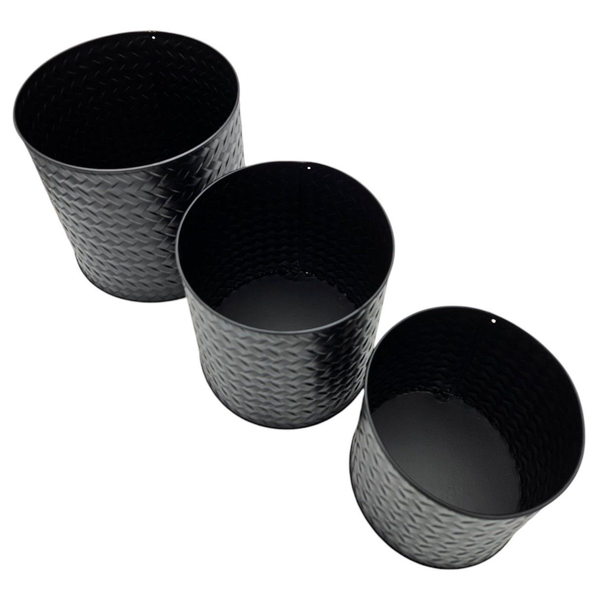 Flowerpot planter pot pot set of 3 black round metal matt