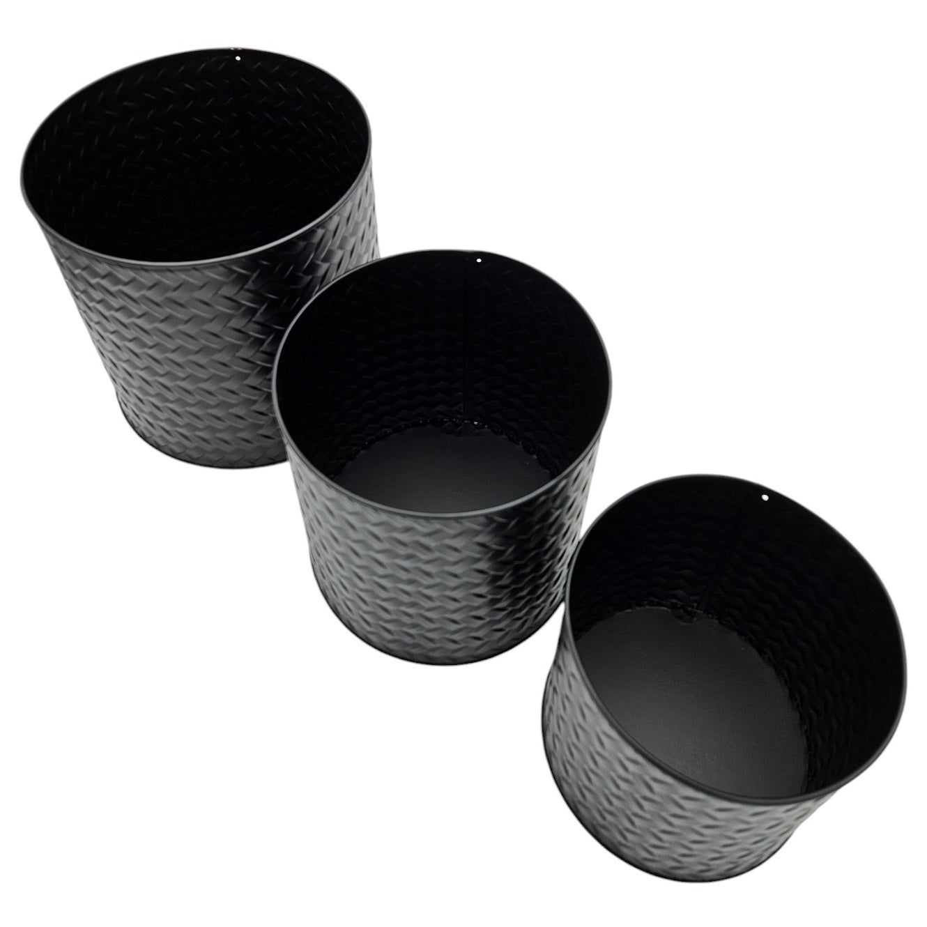 Flowerpot planter pot pot set of 3 black round metal matt