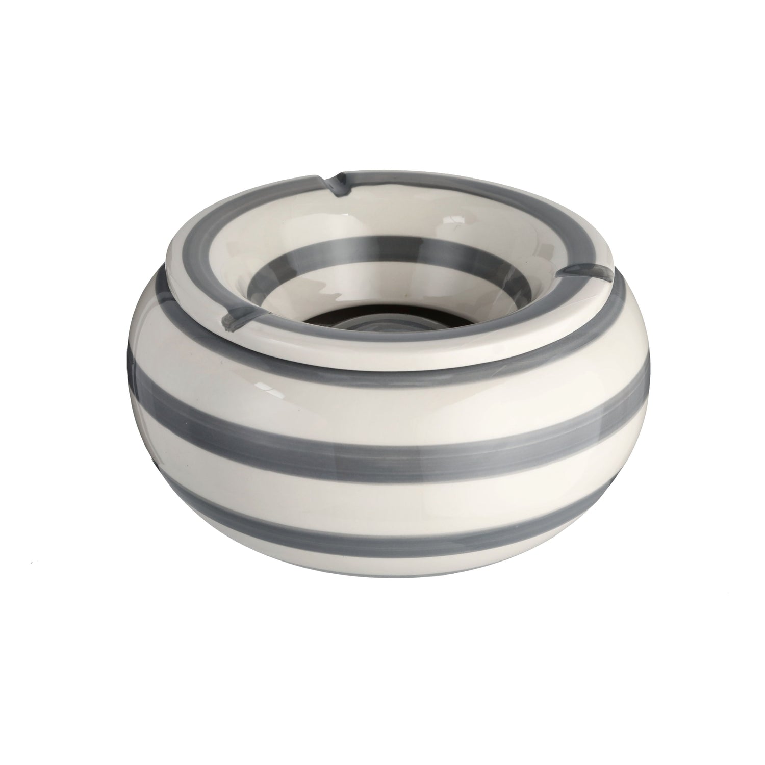 Storm ashtray Mykonos M / XXL 23 cm Maritime grey white ashtray striped