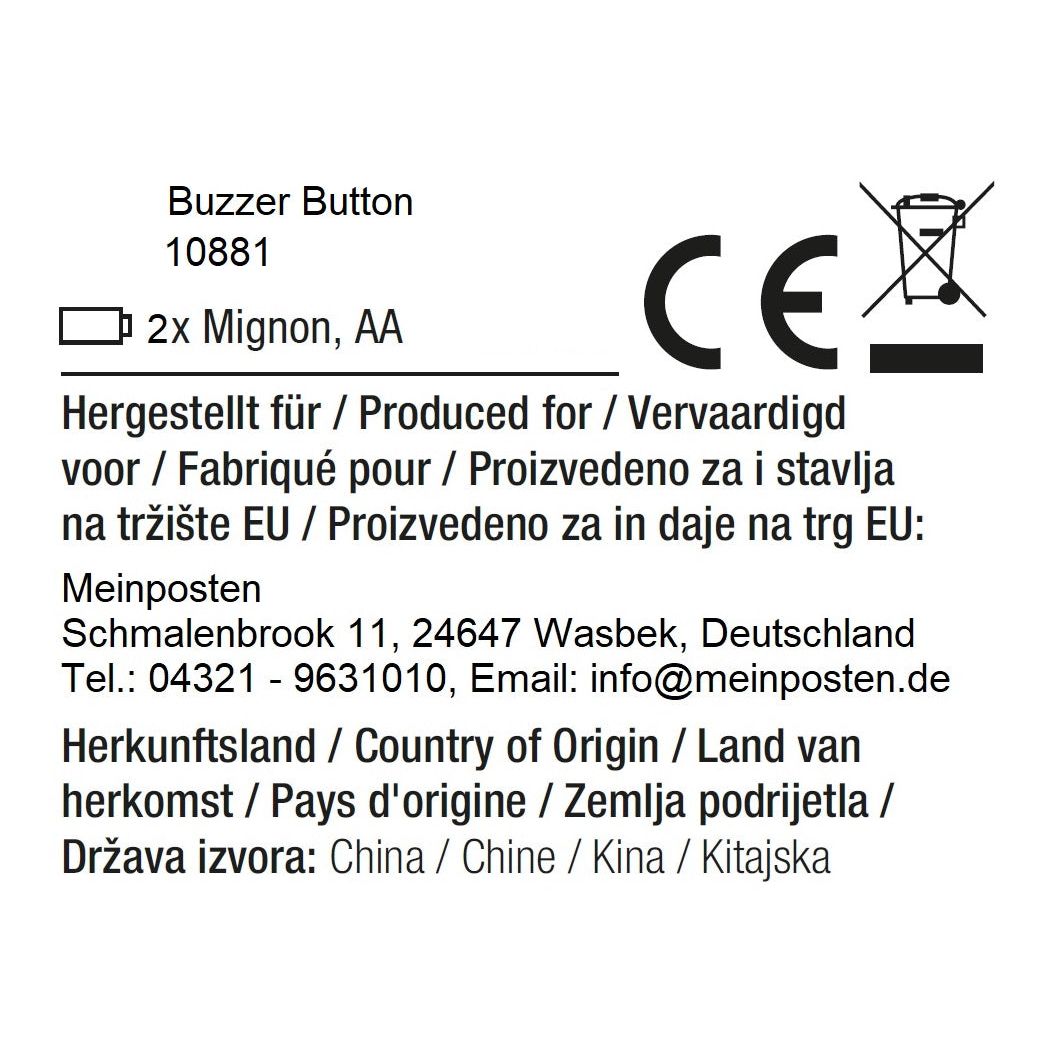 Buzzer with Sound XL Button Alarm Button Light Quiz Quiz Game Party Game Night Duel