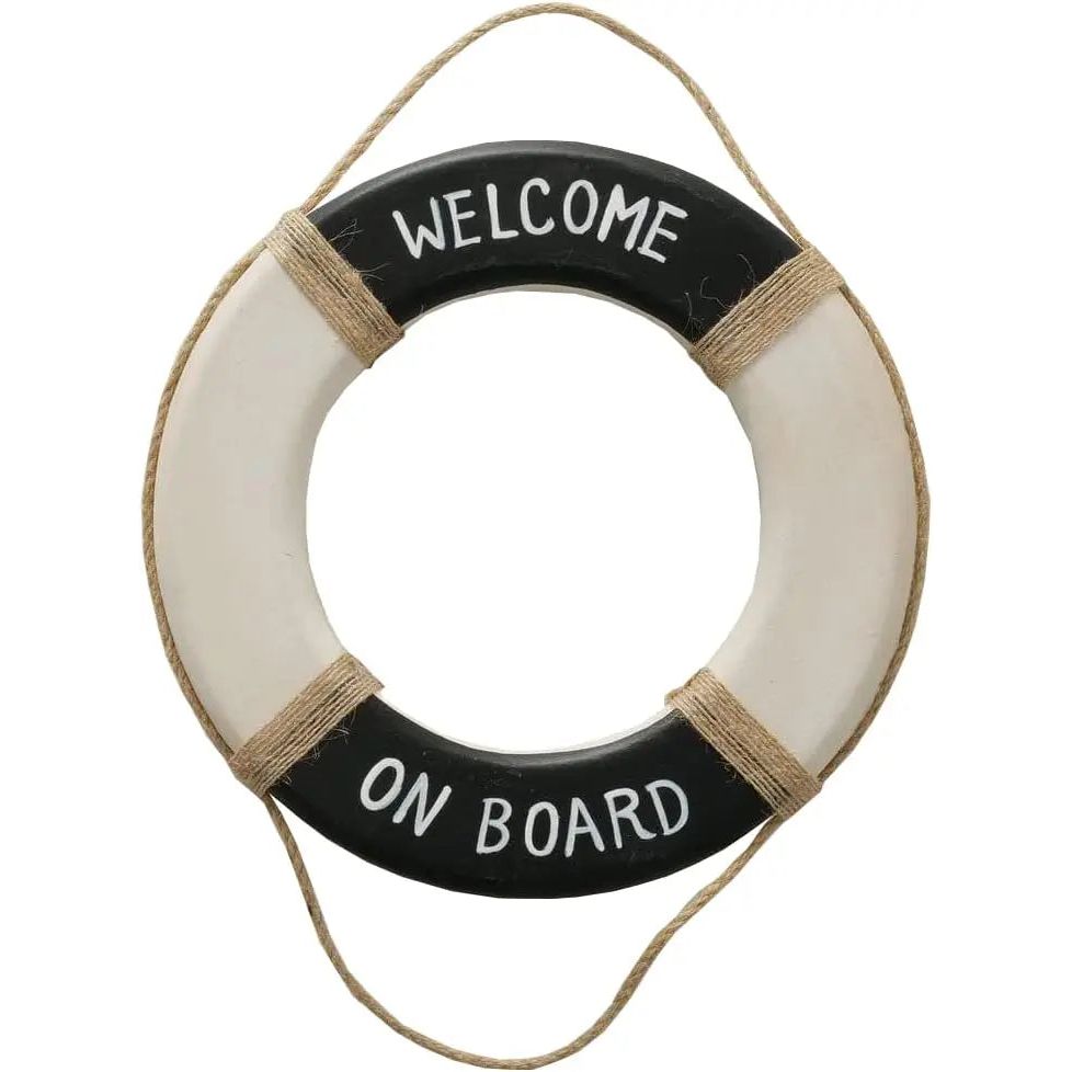 Wall picture lifebuoy maritime black 20 cm wood wall decoration jute decoration Küs