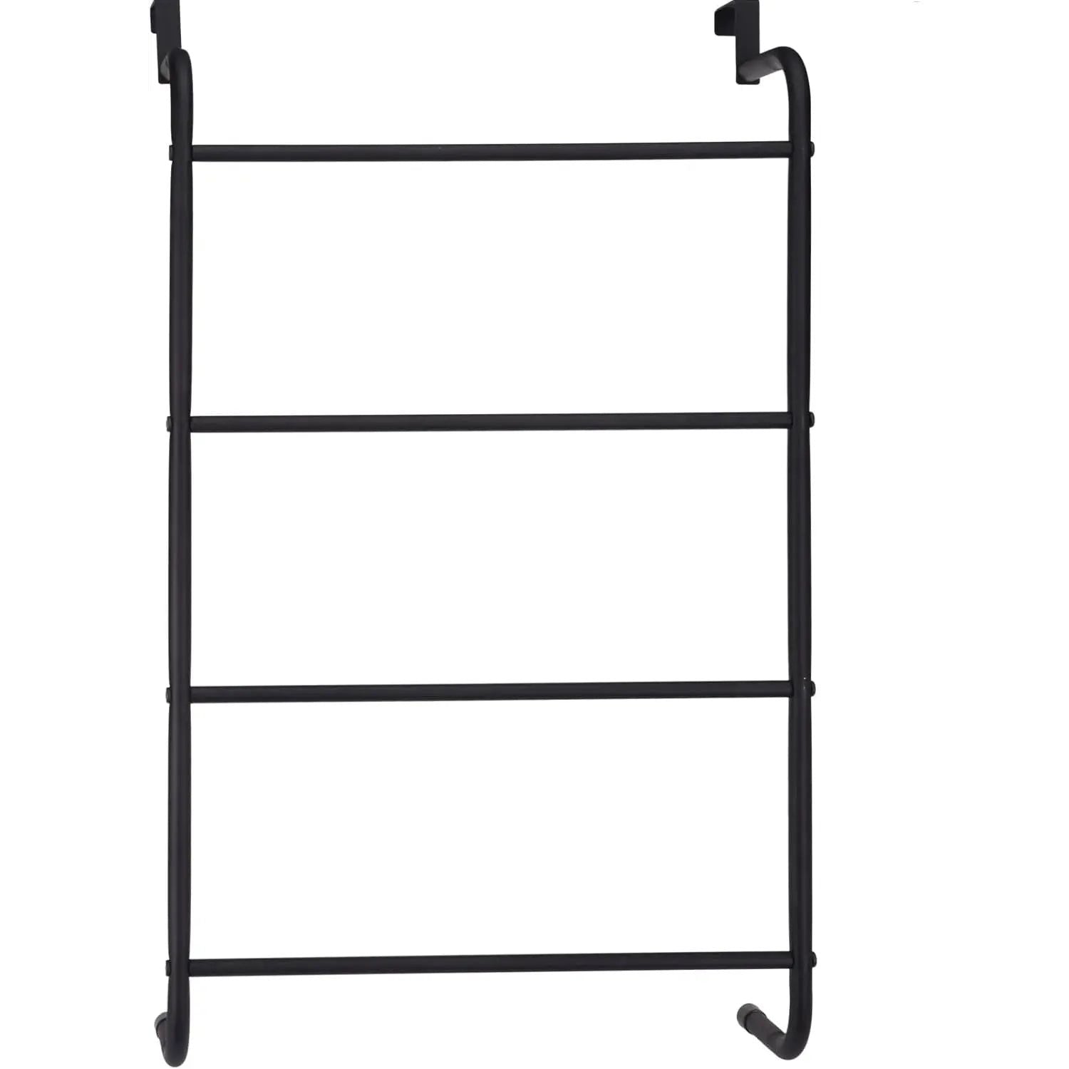 Door towel holder black 44 x 73 cm hook for bathroom shelf industrial look