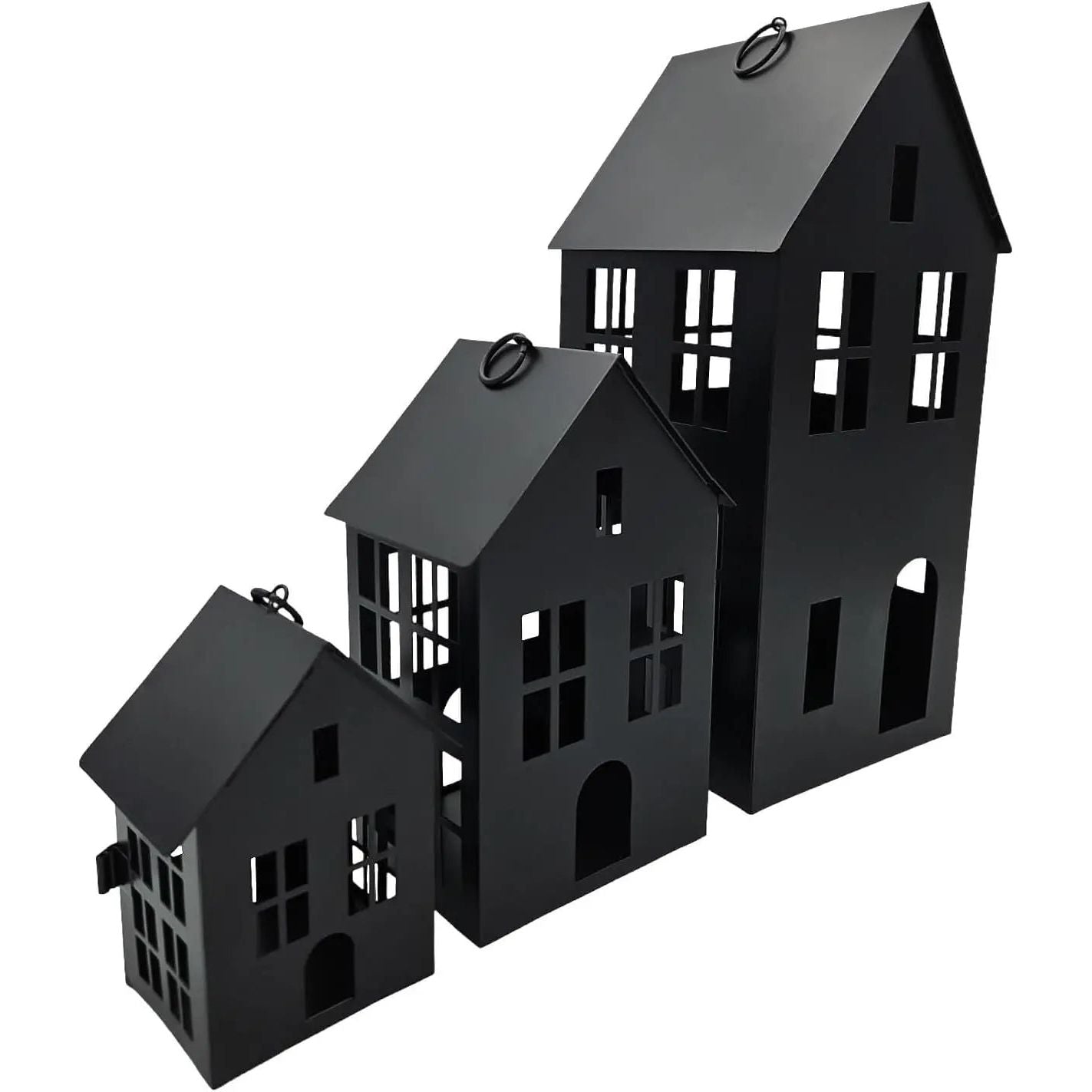 House metal black decoration myposten 3 set lanterns wind light