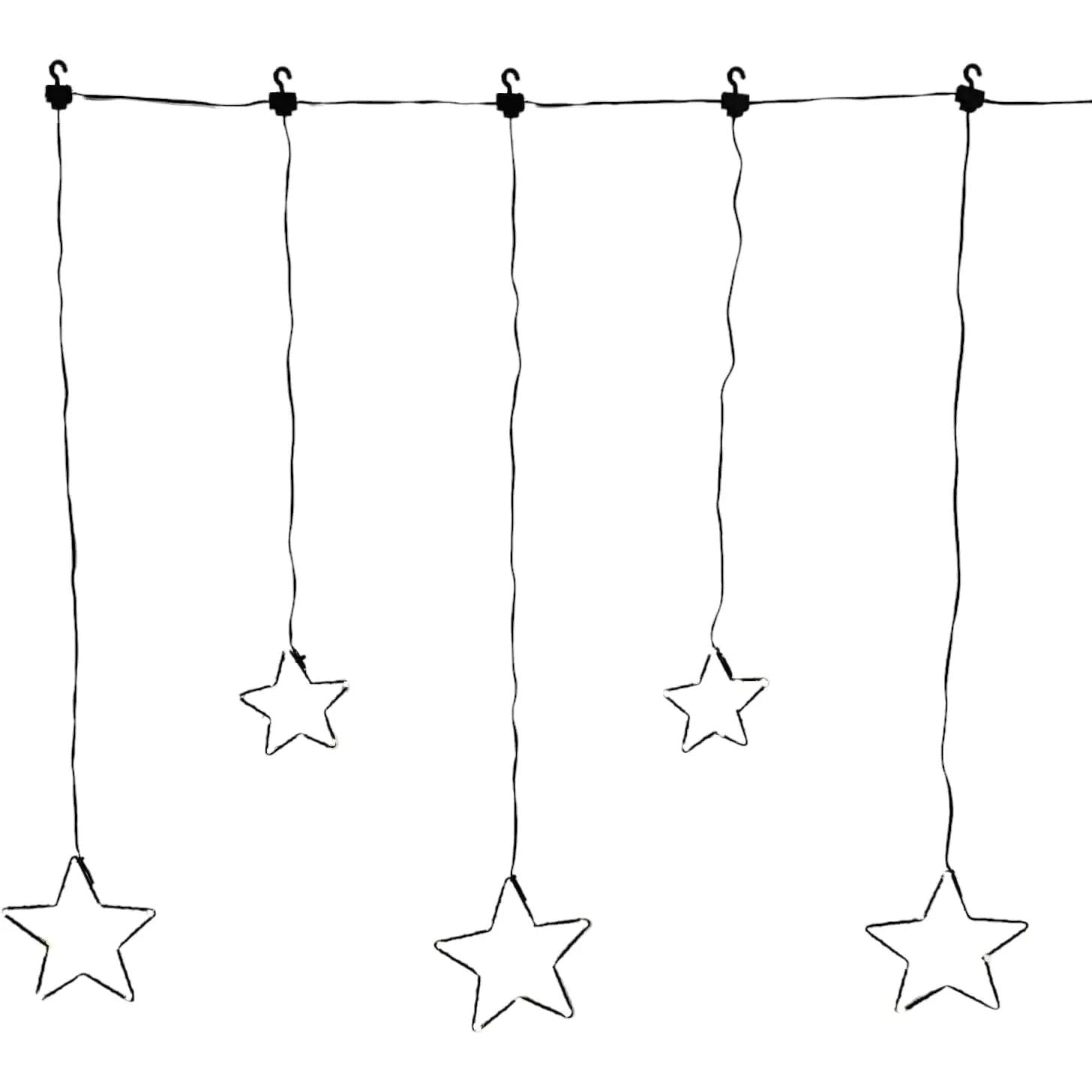 Star curtain light chain LED timer battery 80x85 cm