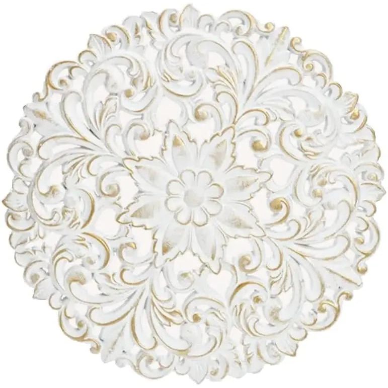 Wall picture wooden ornament white gold 39 cm country house mandala shabby