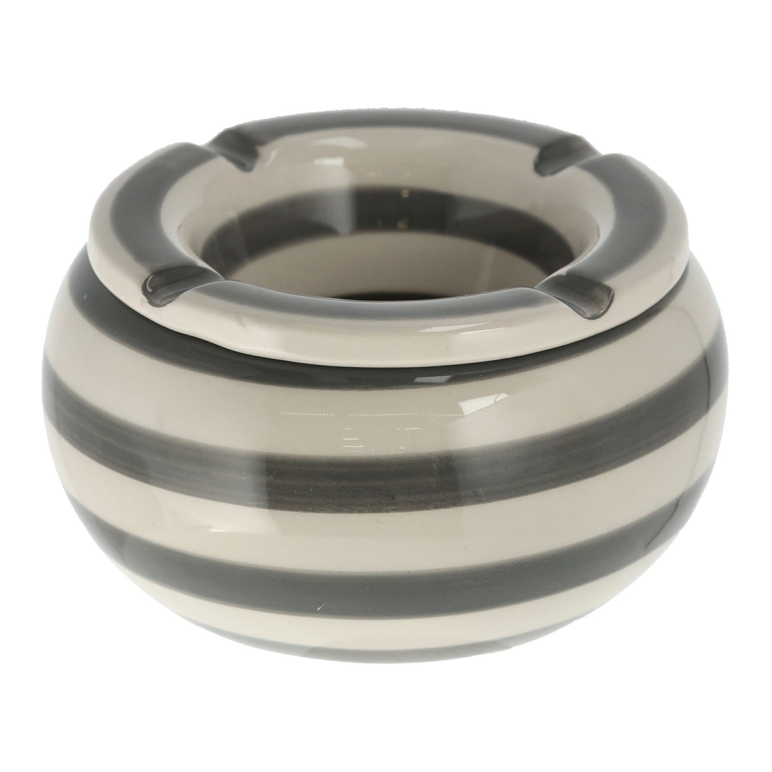 Storm ashtray Mykonos M / XXL 23 cm Maritime grey white ashtray striped