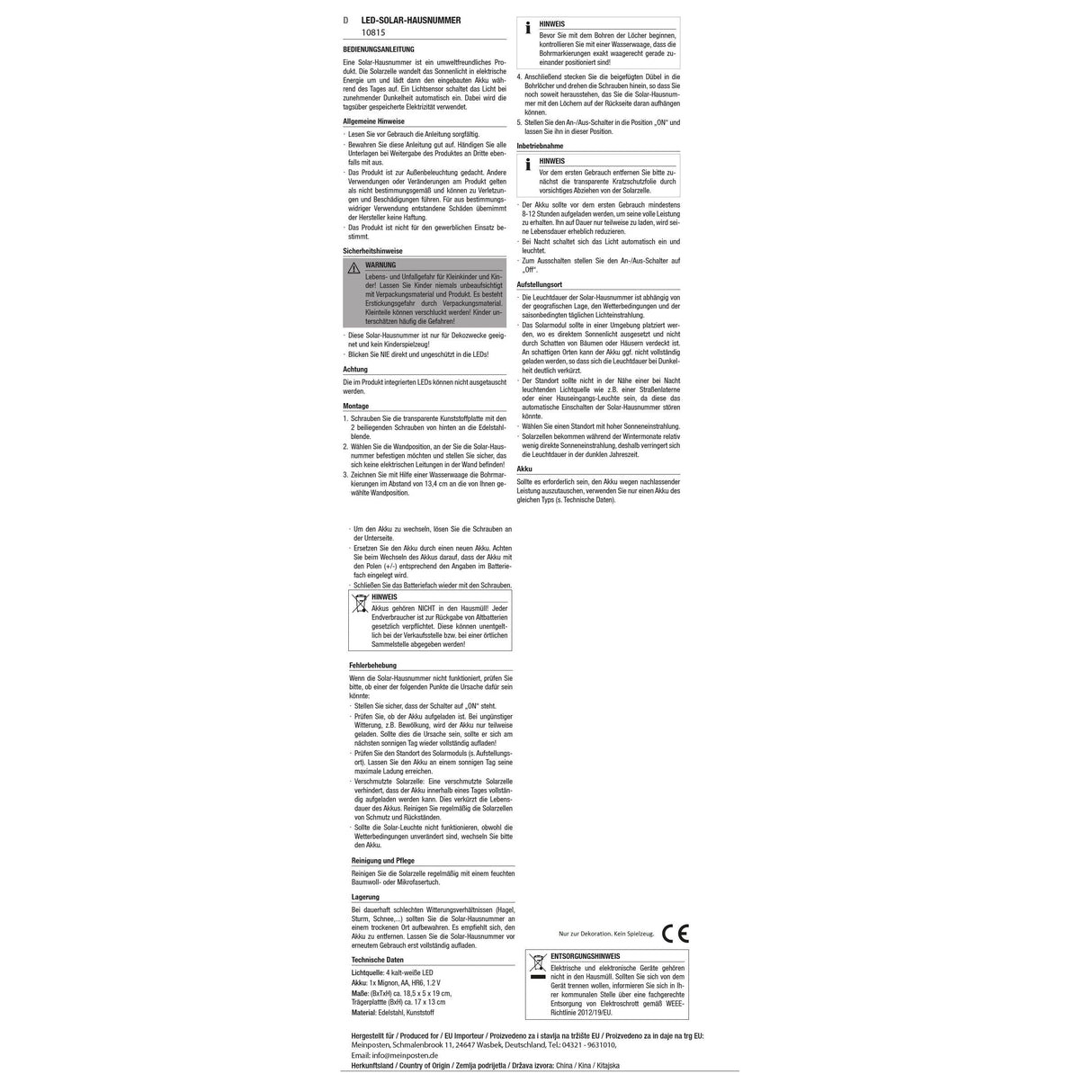 House number plate LED illuminated solar stainless steel house number lighting