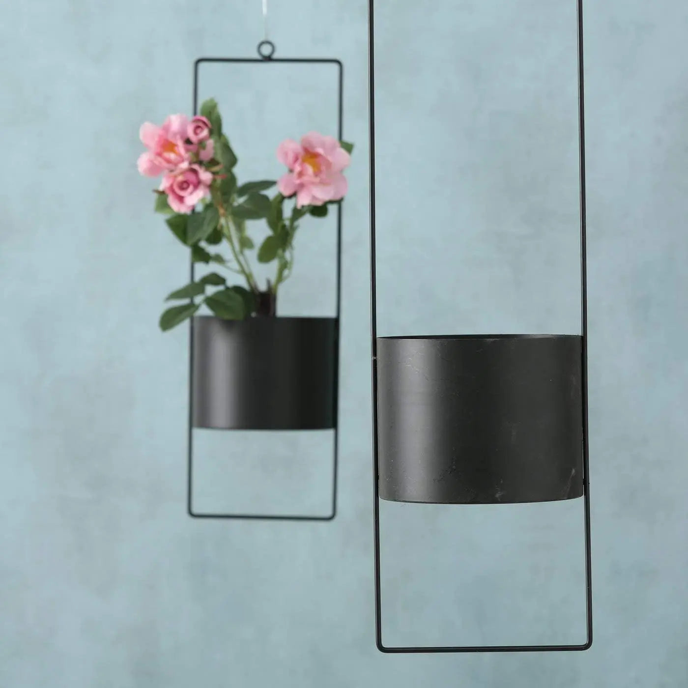 Hanging pot flowerpot metal black indoor outdoor balcony window hanging basket set of 2