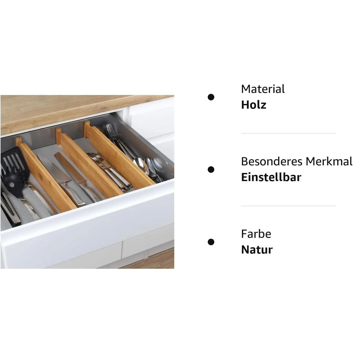 Cutlery tray drawer insert cutlery insert wood bamboo 4-piece adjustable